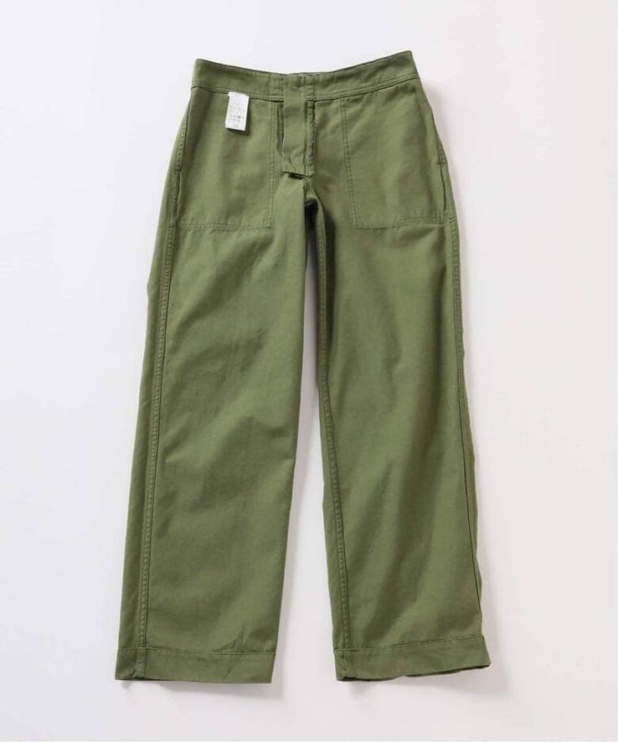 オリーブグリーン カーゴパンツ　Spick and Spanルーズベイカーパンツ