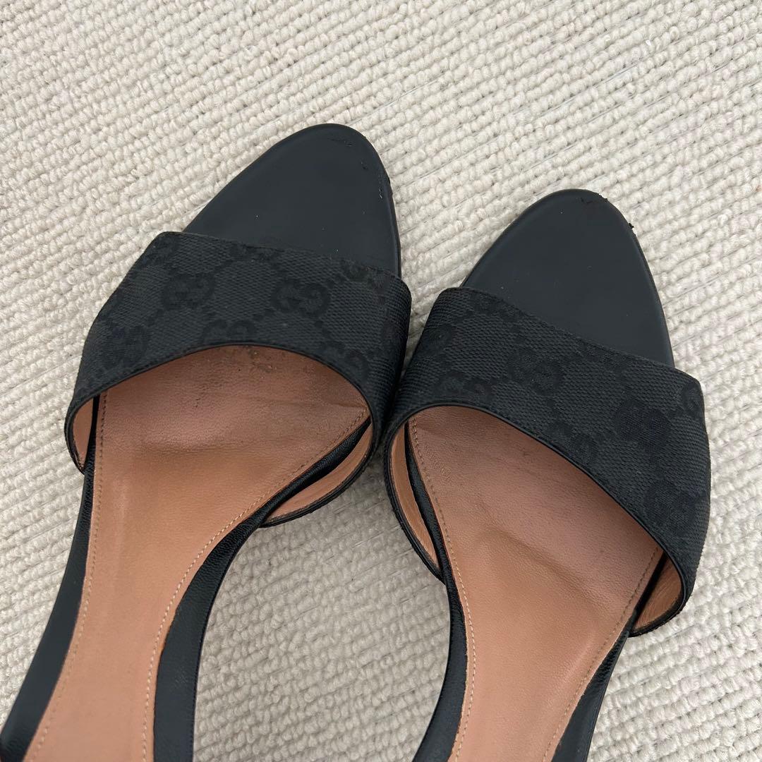 GUCCI グッチ ミュール サンダル ヒール GG 黒 24.5cm