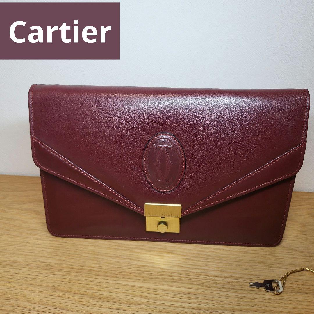 【レア】Cartier カルティエ セカンドバッグ クラッチバッグ ボルドー
