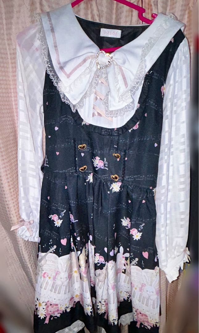 LIZLISA melody bunny柄ワンピース ブラック