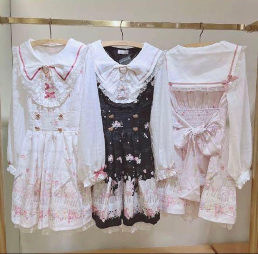 LIZLISA melody bunny柄ワンピース ブラック