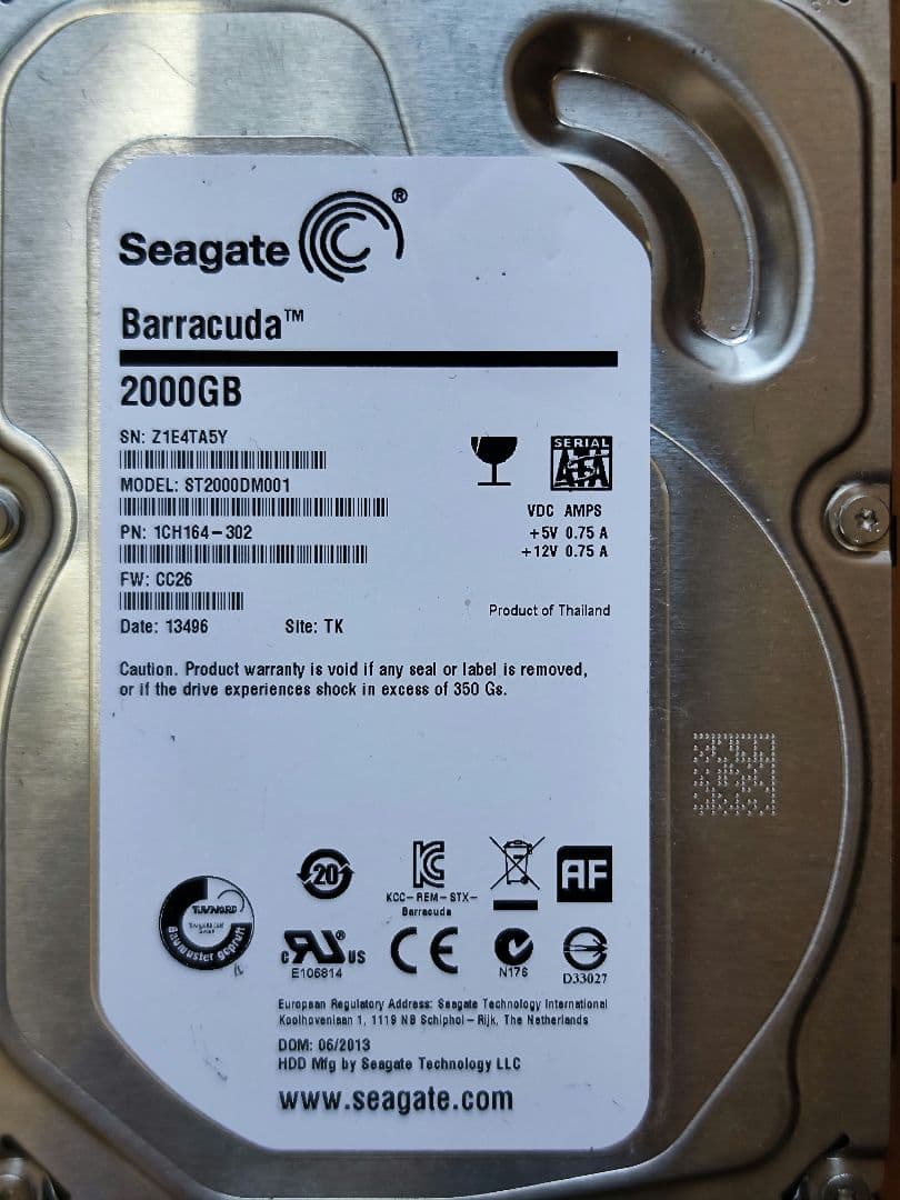 WesternDigital & Seagate 2TBx4 計8TB HDD