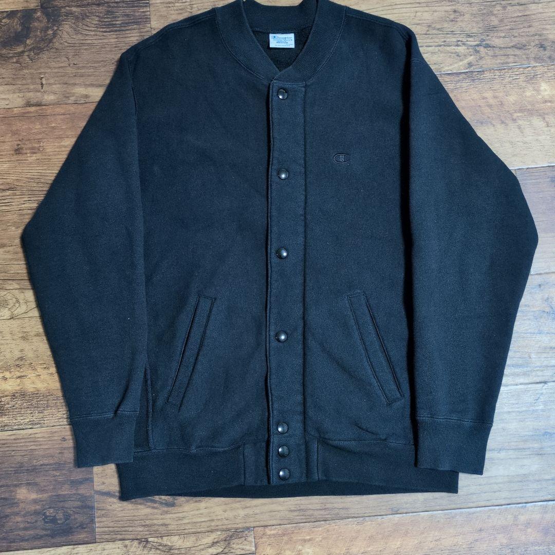 Champion　リバースウィーブ　青単タグ　スナップボタン　黒