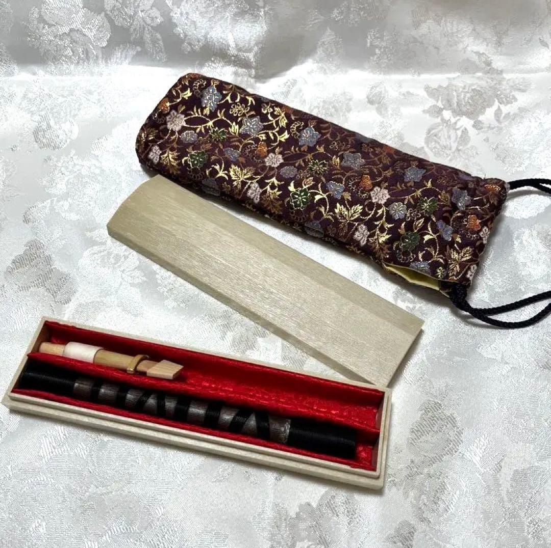 大幅お値下げ　篳篥(ひちりき) 雅楽 リード・紫のケース付き