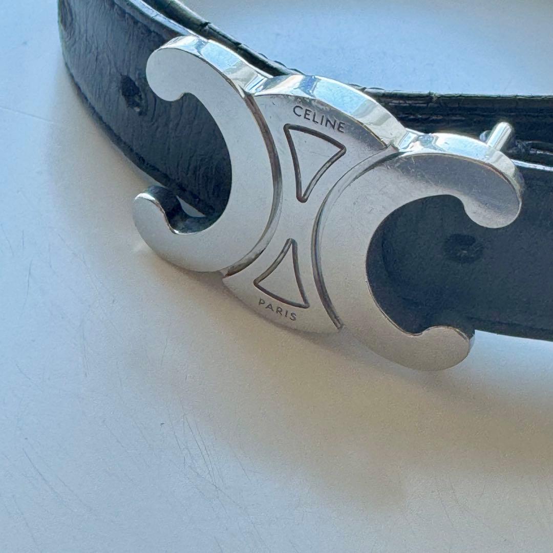 【CELINE】セリーヌ　トリオンフ　ベルト　シルバー　ブラック