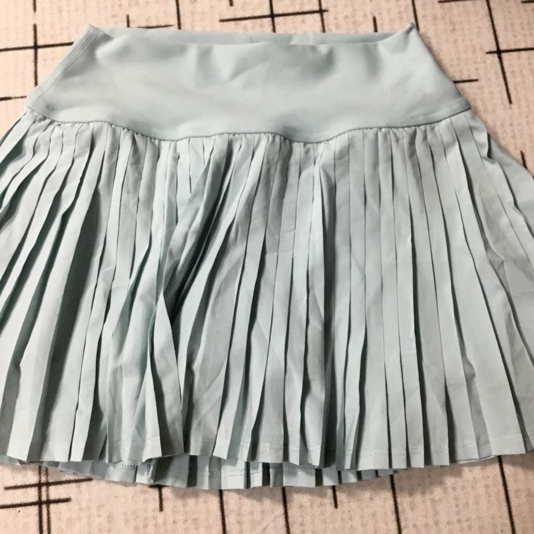 水色 プリーツミニスカート