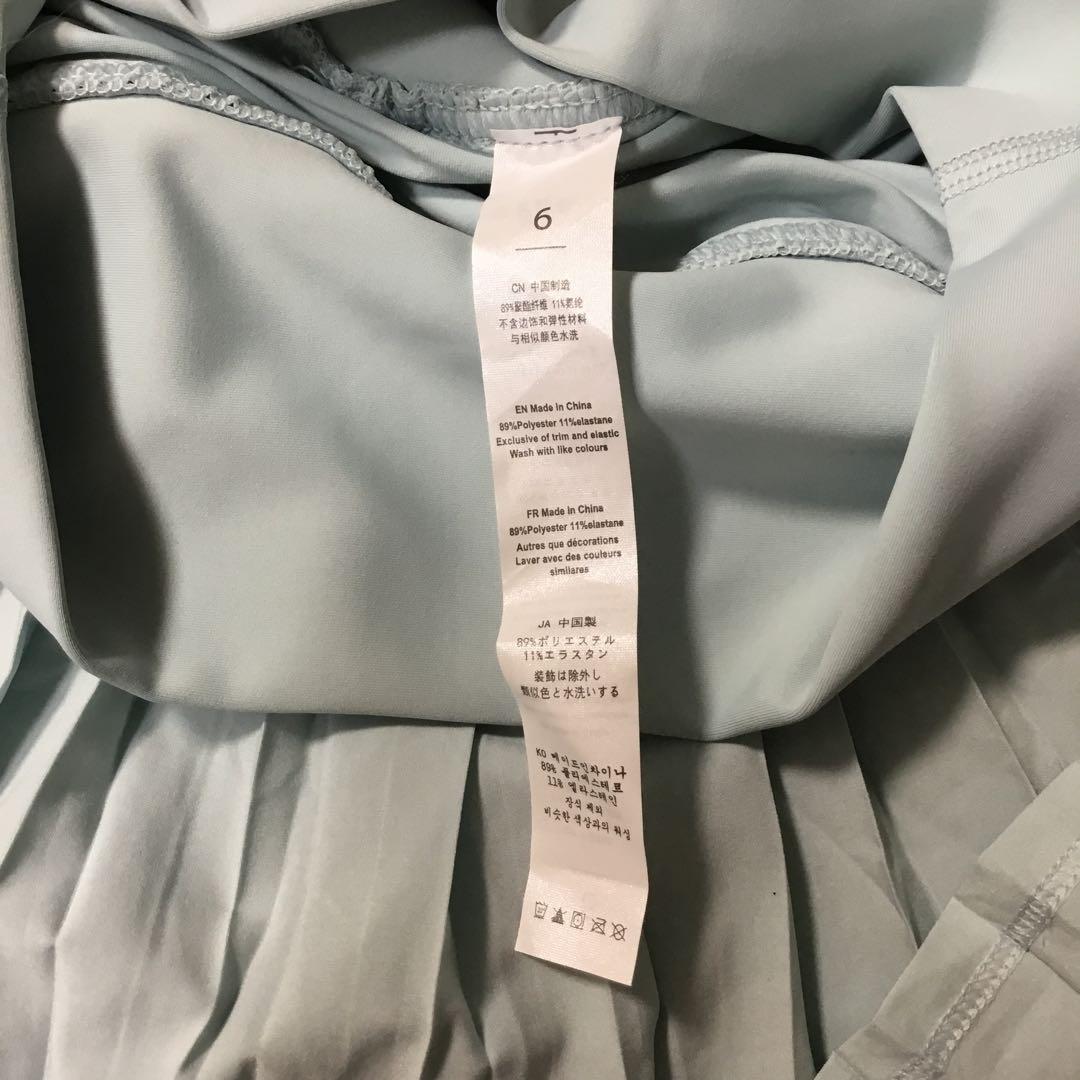 水色 プリーツミニスカート