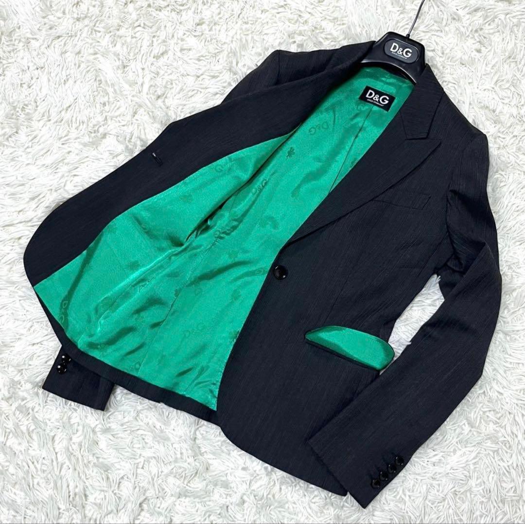 D&G ドルガバ テーラードジャケット ストライプ ロゴ 総柄 40 L レア
