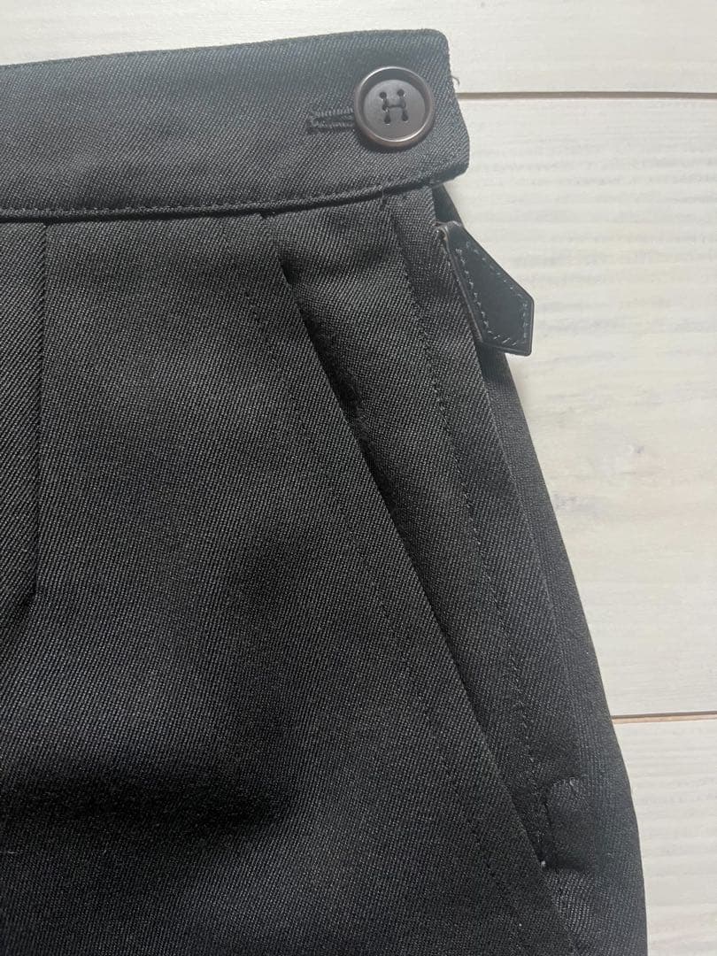 HERMES マルジェラ期 スカート レザージップ Hボタン 38 ウール