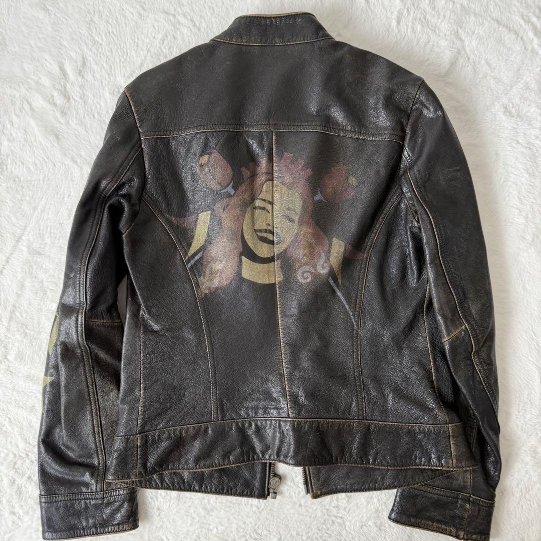 ディーゼル ライダースジャケット M ダメージ加工 ブラック レザージャケット