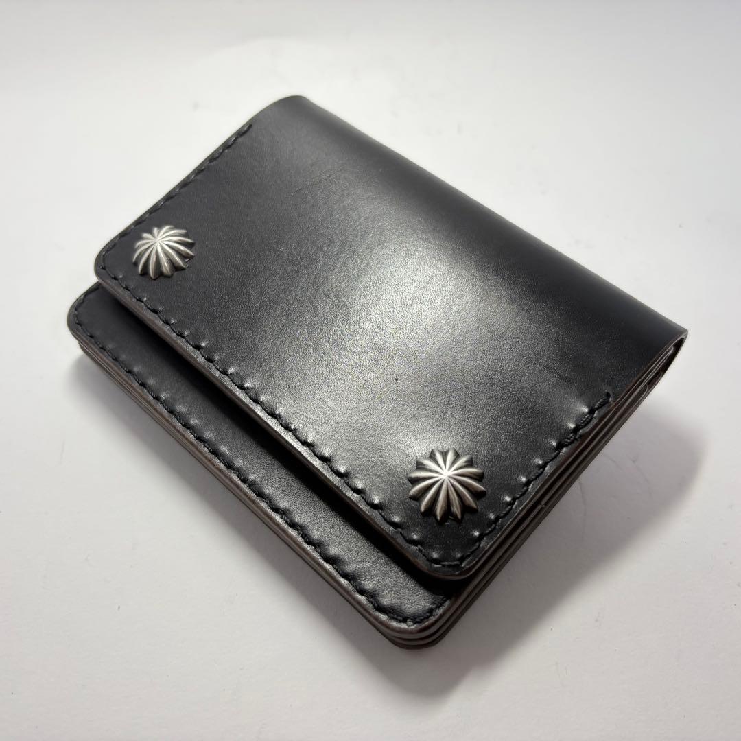 ショートトラッカーウォレット シルバー925 エクセラ姫路レザー　茶心ブラック