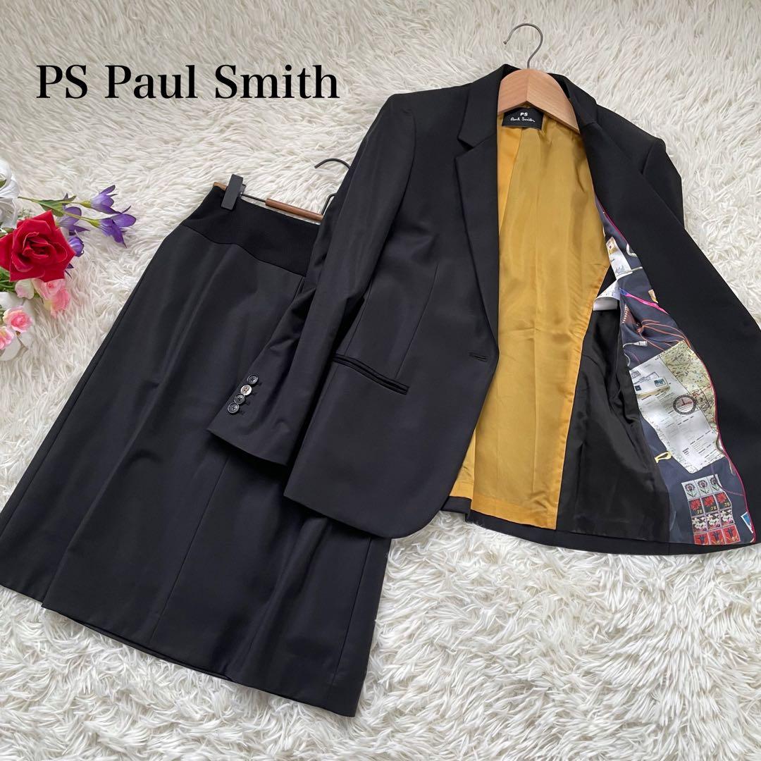 PS Paul Smith ブラックスカートスーツセットアップ上下裏地総柄
