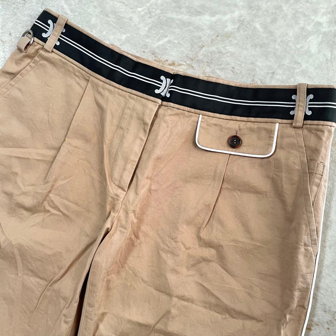 CELINE セリーヌ コットン 伸縮性 五分丈 ハーフパンツ ブラウンベージュ