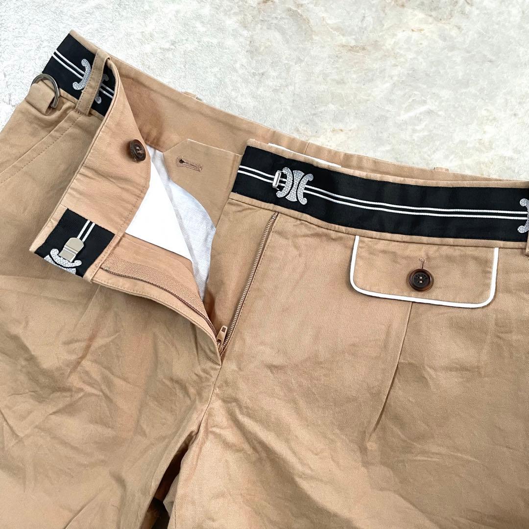 CELINE セリーヌ コットン 伸縮性 五分丈 ハーフパンツ ブラウンベージュ