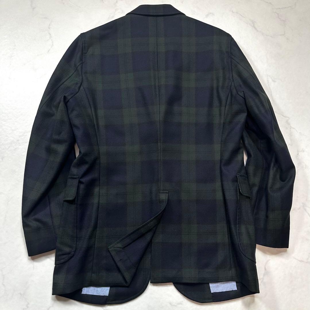 未使用級◎百名品 BEAMS＋ フランネル3ボタンジャケット ブラックウォッチS