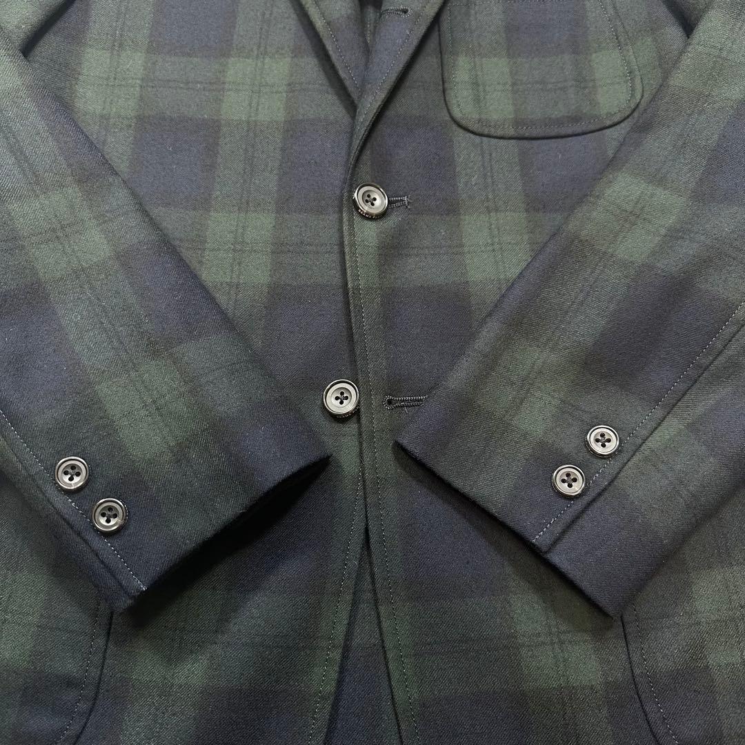 未使用級◎百名品 BEAMS＋ フランネル3ボタンジャケット ブラックウォッチS