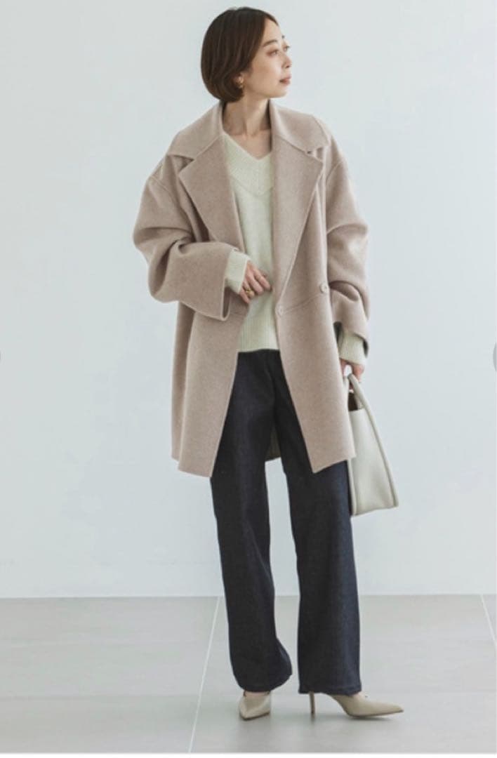 NOBLE - Super160s リバーミドルコート　ネイビ-