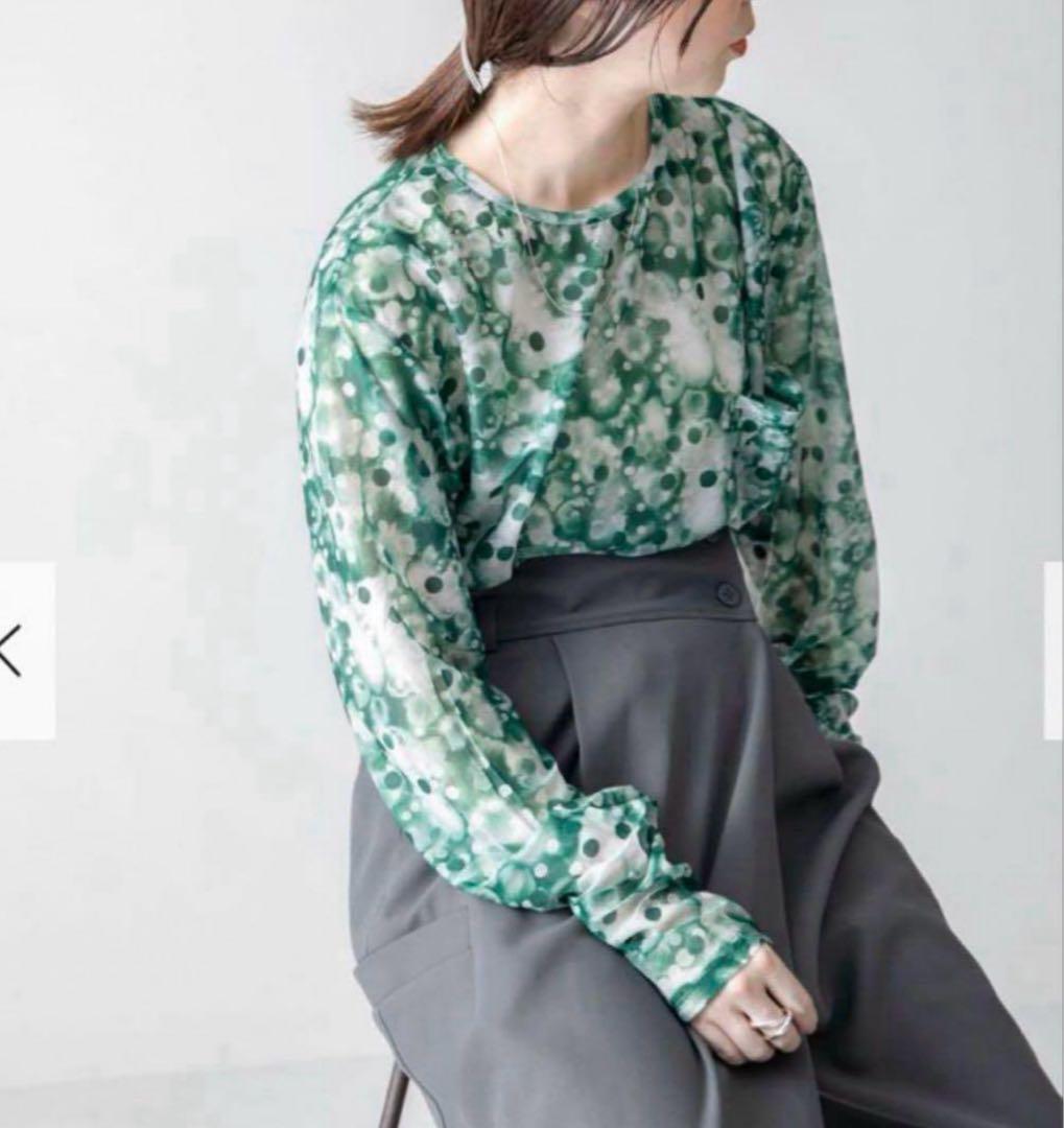 新品・fumie tanaka sheer print long tee シアー