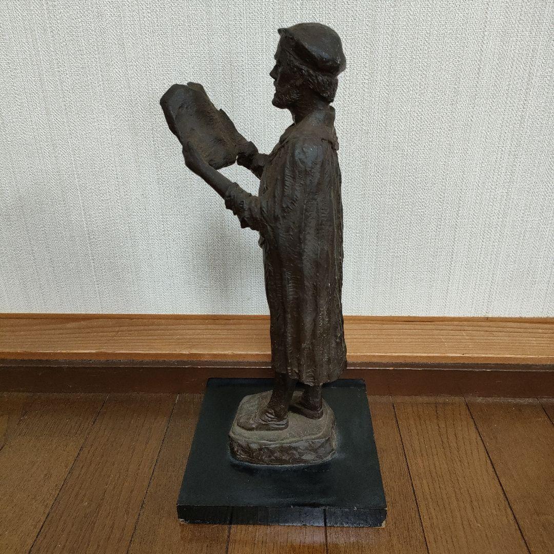 島村俊和作 ブロンズ製ヨハネス・グーテンベルク像 1987年制作 高36.5cm