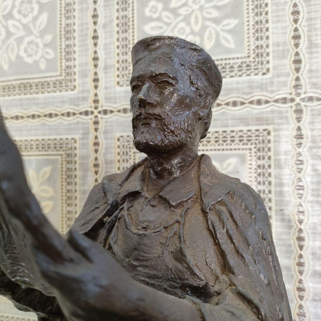 島村俊和作 ブロンズ製ヨハネス・グーテンベルク像 1987年制作 高36.5cm