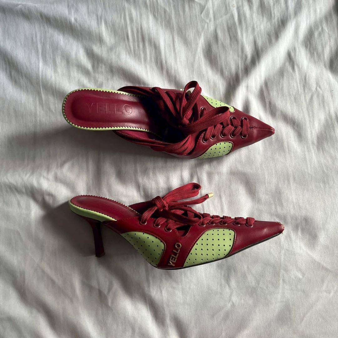 YELLOイエロ　ミュール　ヒール　赤