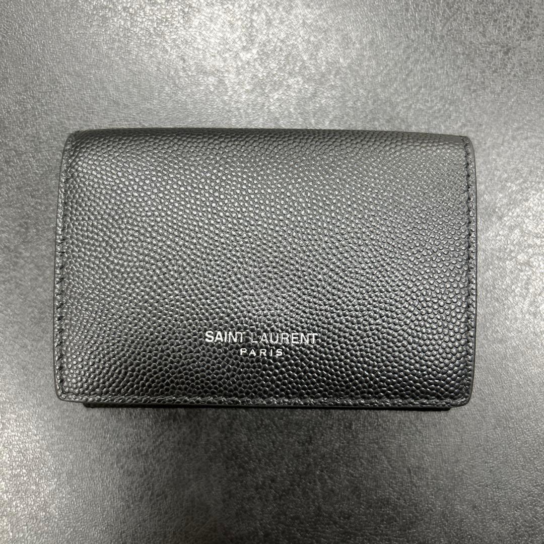 SAINT LAURENT 黒 レザー 三つ折財布