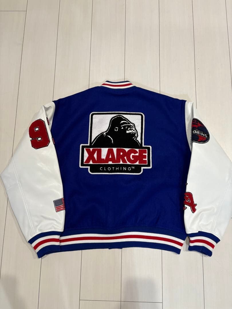XLARGE スタジャン 青 白刺繍