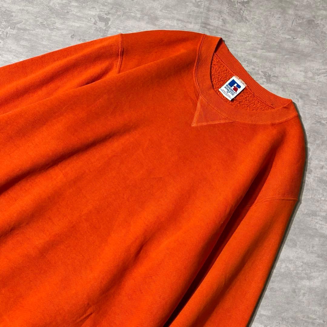 90s USA製 RUSSELL ATHLETIC 前V スウェット オレンジ
