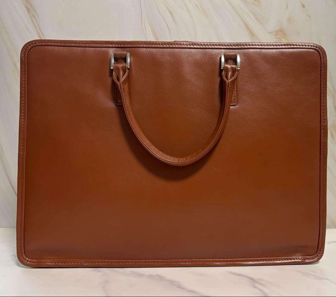 【最終価格】ビジネスレザーファクトリー　スリムビジネスバッグ　シエナキャメル