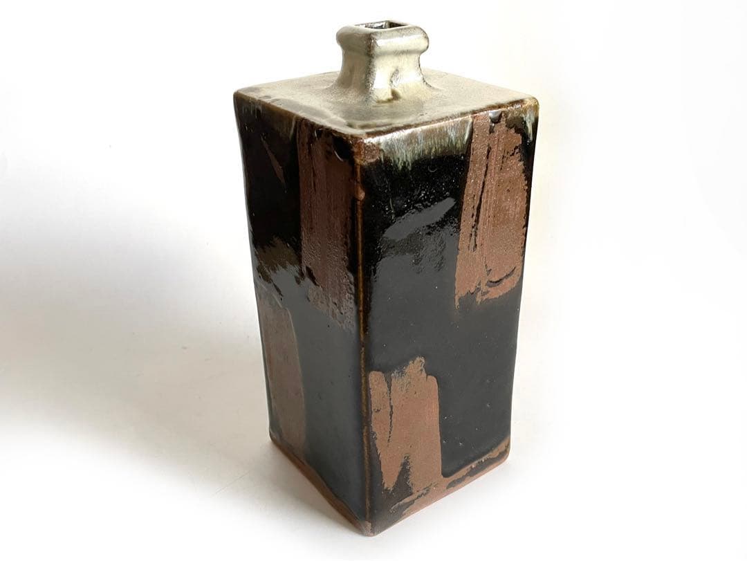 陶芸家　人間国宝　浜田庄司　？　濱田庄司　角瓶　鉄釉　花瓶　花入　民芸　民藝