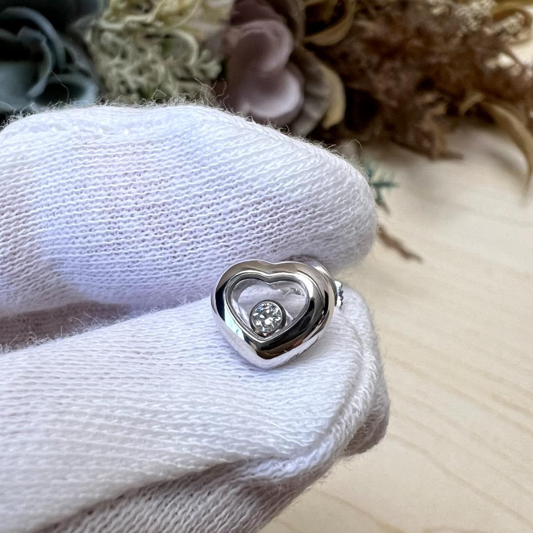 現行品 ショパール ハッピーダイヤモンド ピアス 片耳 18KWG 0.05ct