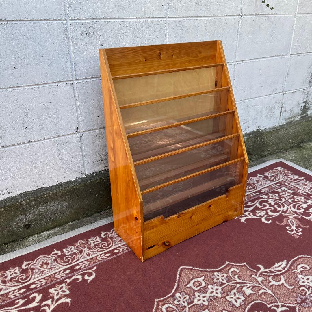 古家具ビンテージ品◾️木製マガジンラック 本立て 絵本立て シェルフ