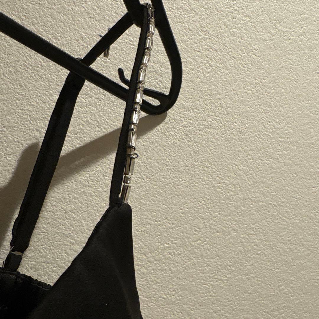 Glossy ブラックナイトドレス セットアップドレス フレアスカート