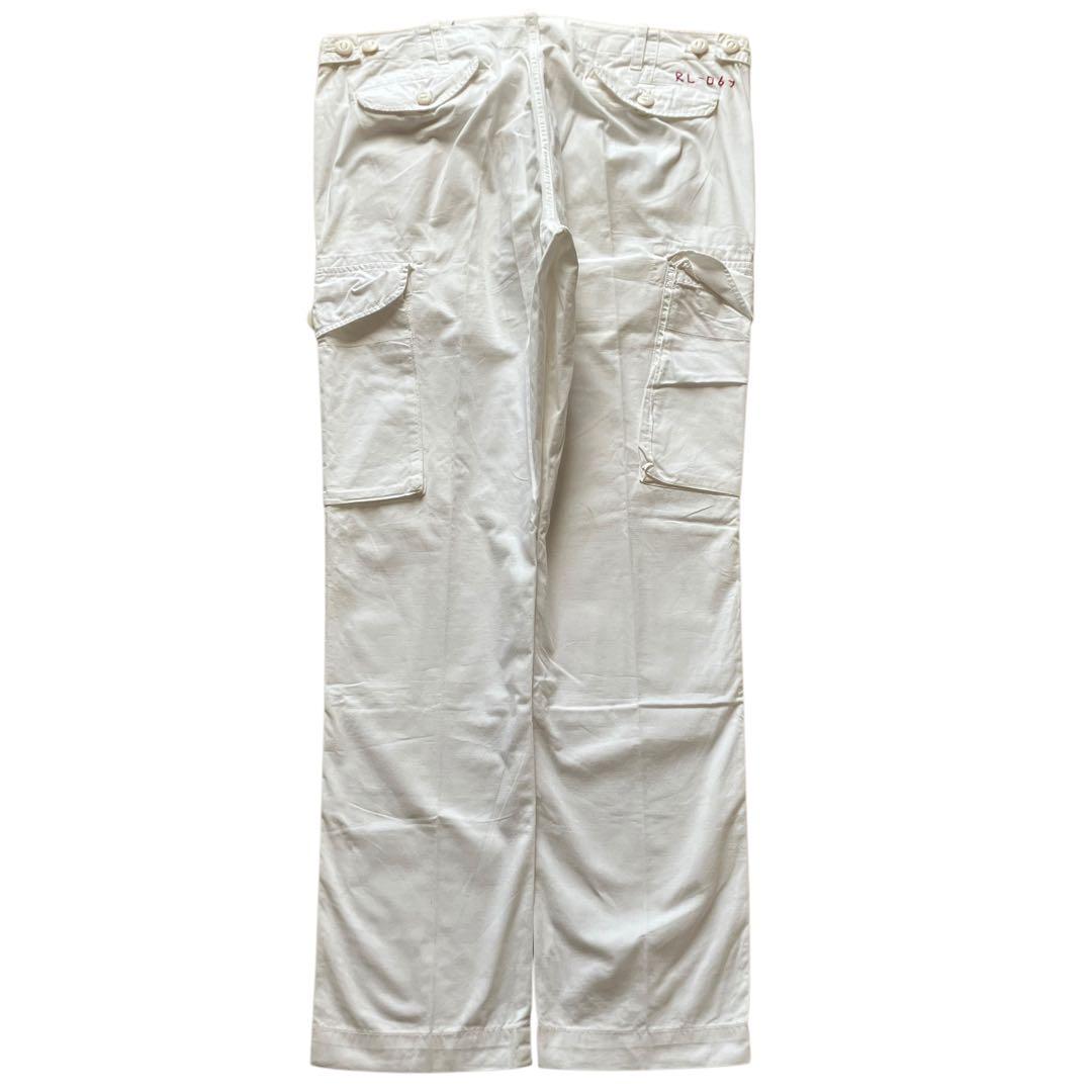 美品00s Ralph Lauren ダブルニー ホワイトミリタリーカーゴパンツ