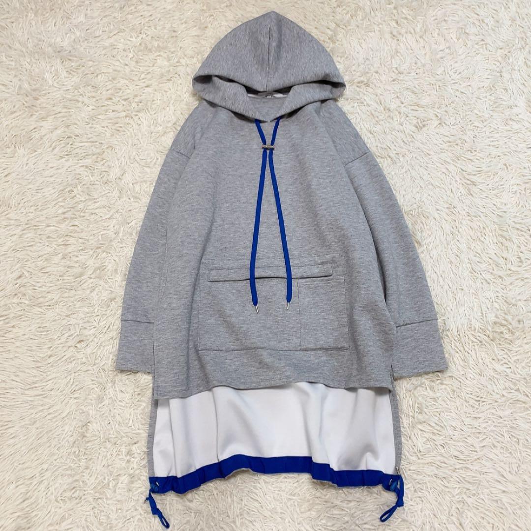 【美品】アンスリード ヘムギャザーロングパーカー 人気 変形 オーバーシルエット
