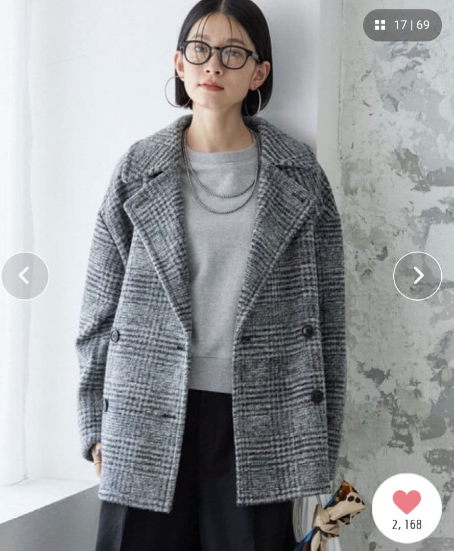 SHIPS スライバー チェック ショート Pコート