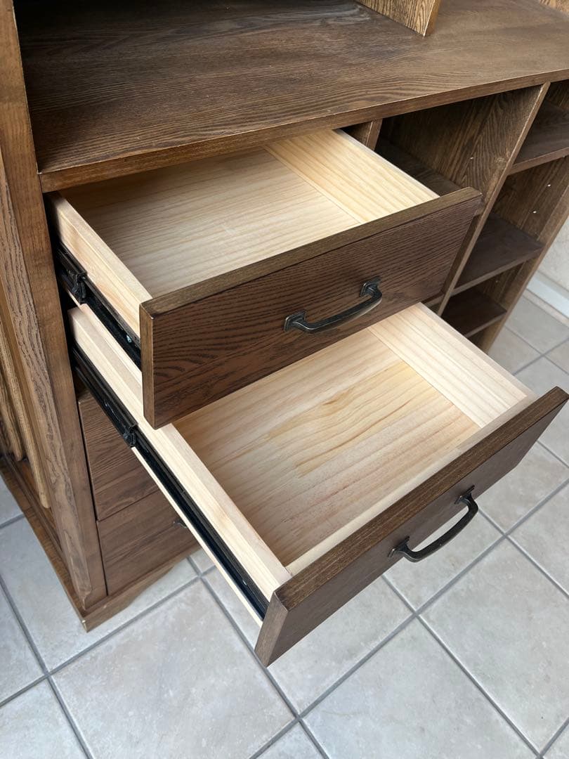 木製カウンターテーブル 引き出し付き