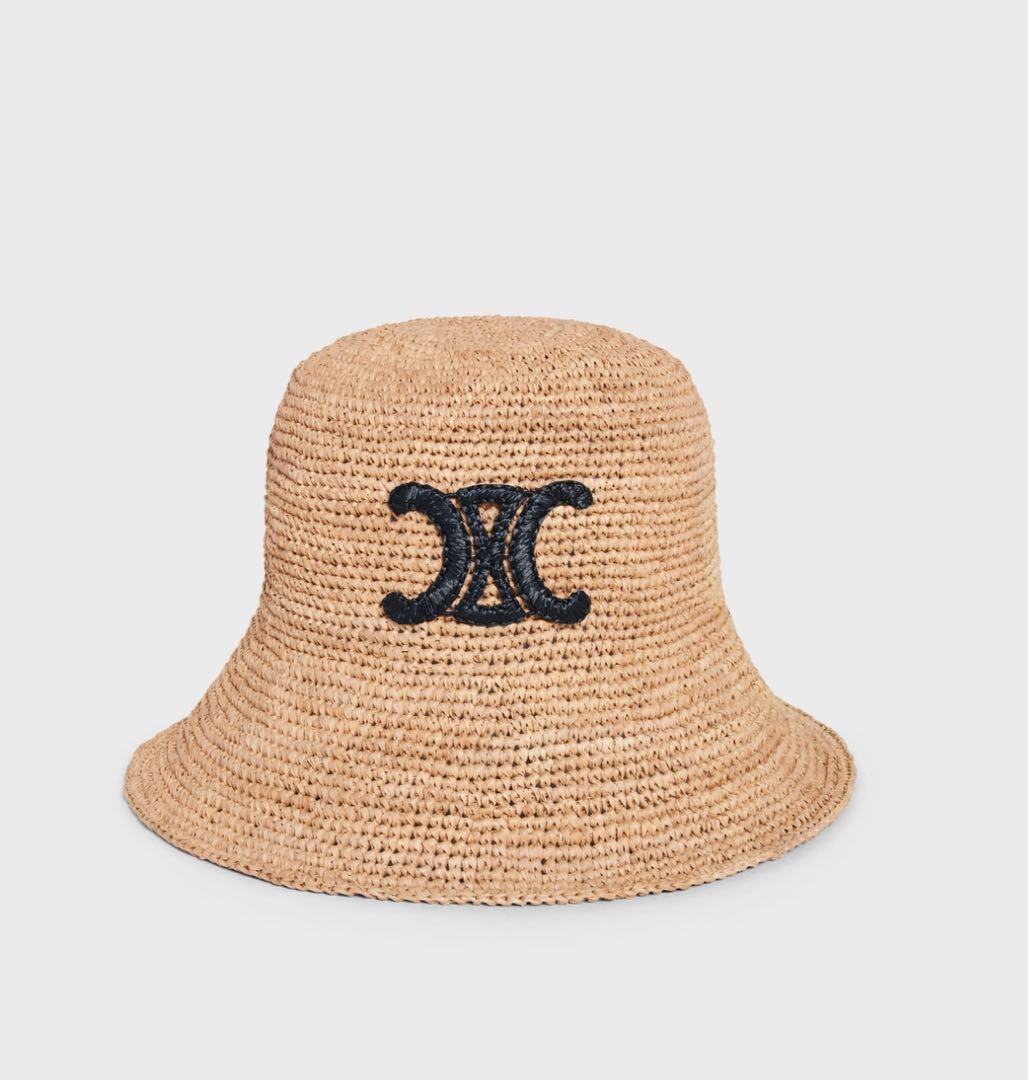 CELINE バケットハット S ベージュ 麦わら帽子