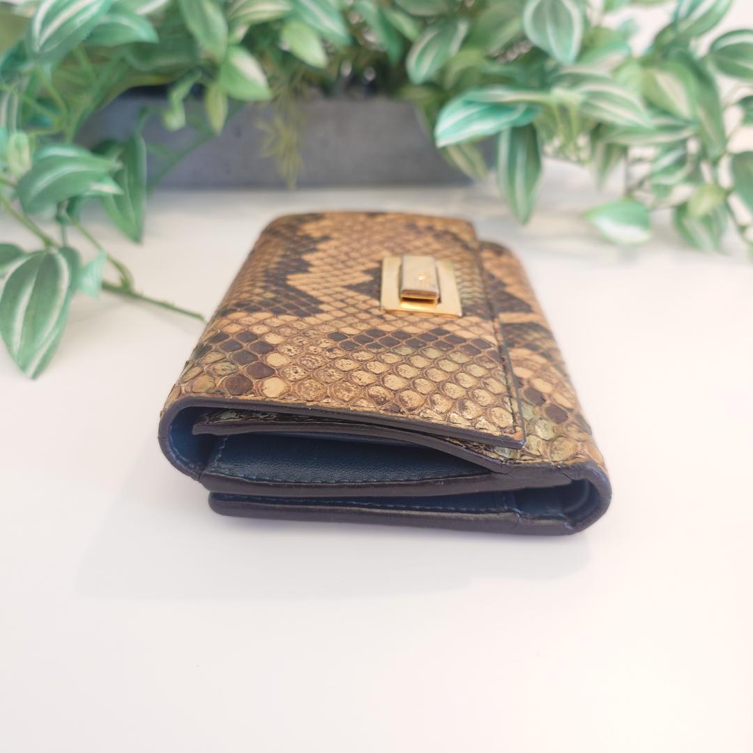 【美品】FENDI フェンディ パイソン ピーカブー ターンロック 3つ折り