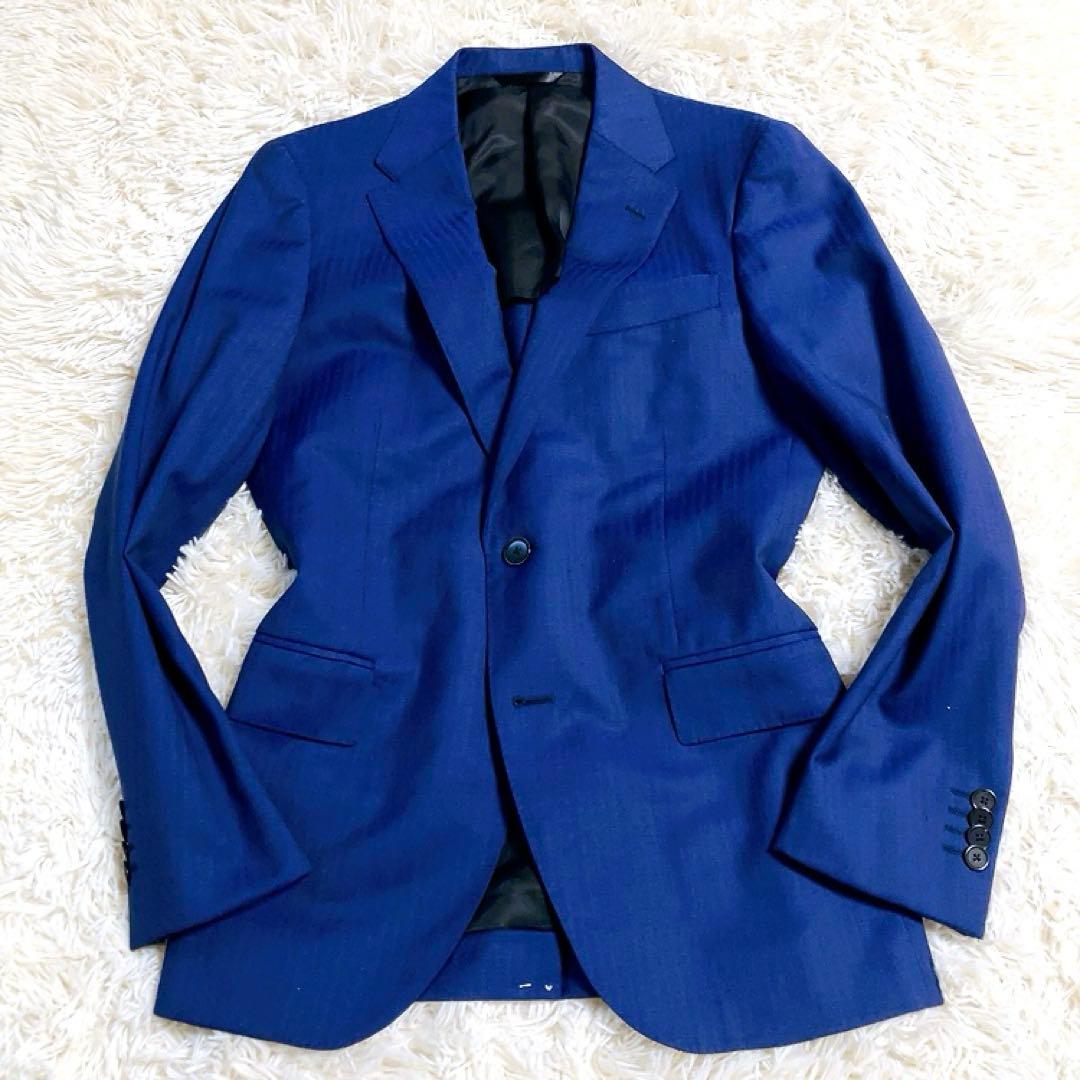 【Loro Piana・ヘリンボーン】シンプリシテプリュス　スーツ　ネイビー　S