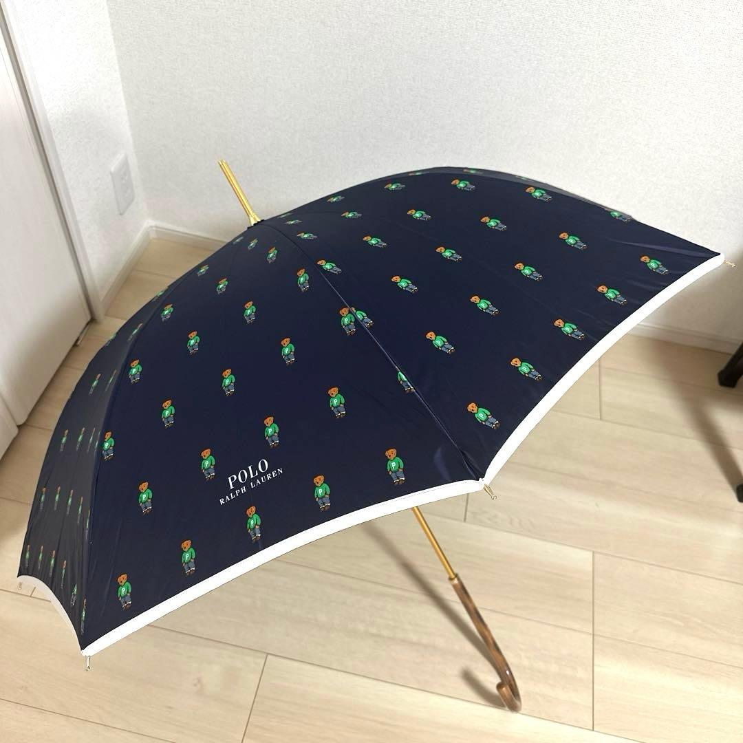 新品未使用タグ付　日本製ポロラルフローレン　ポロベア60センチ長傘　ネイビー