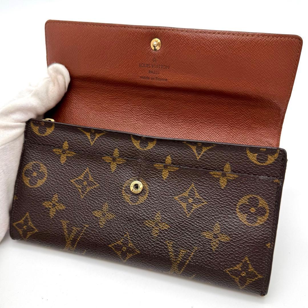 【美品】ルイヴィトン　モノグラム　ポシェット　ポルトモネ　クレディ　長財布　財布