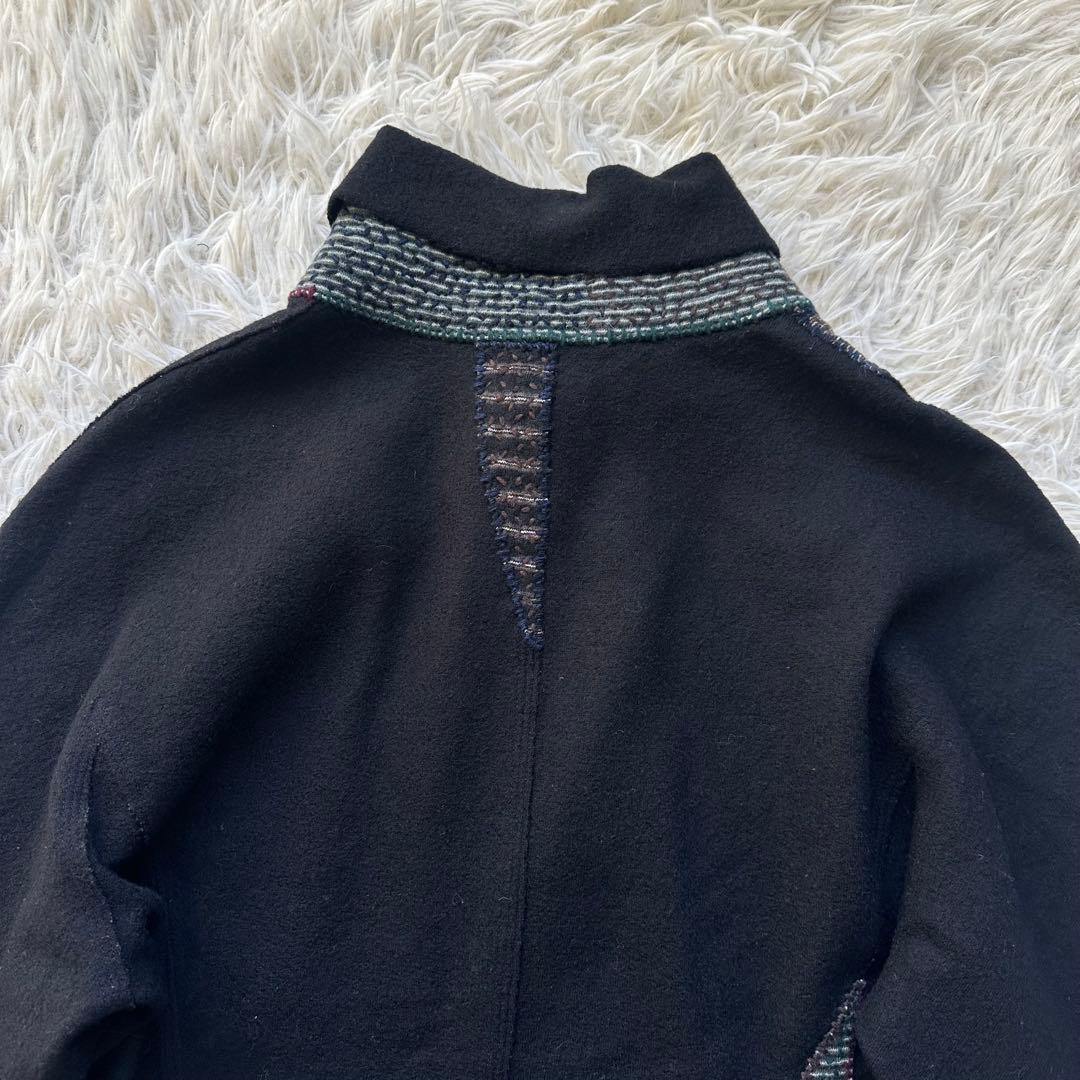 美品✨ヨーガンレール　ジャケットコート　ウール　糸刺繍　黒　ブラック