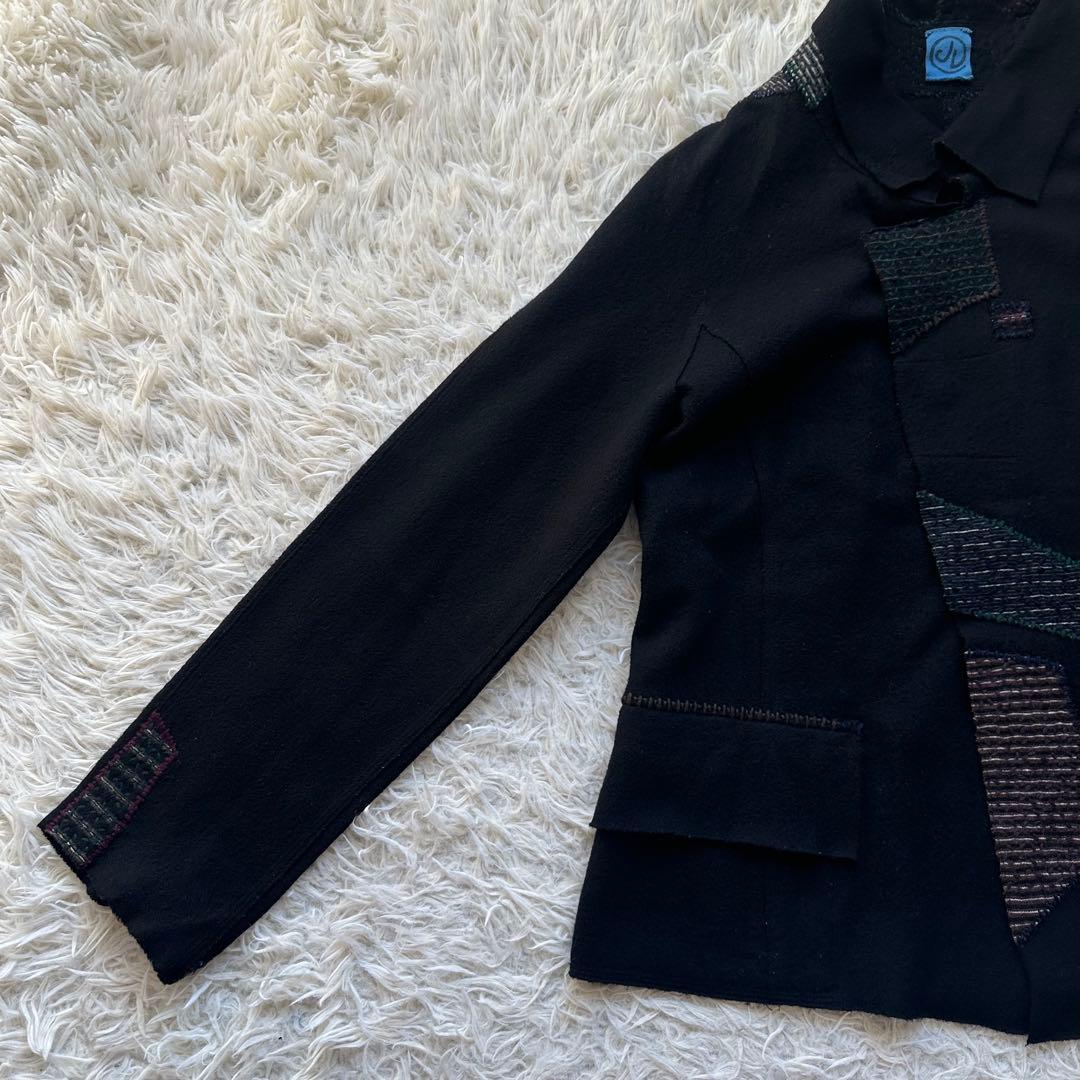 美品✨ヨーガンレール　ジャケットコート　ウール　糸刺繍　黒　ブラック