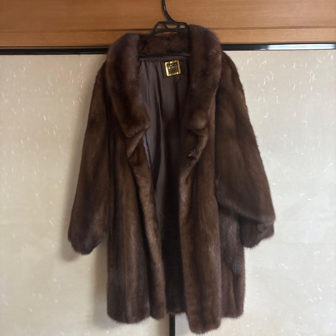 SAGA MINK ブラウン ミンクロングコート中古品
