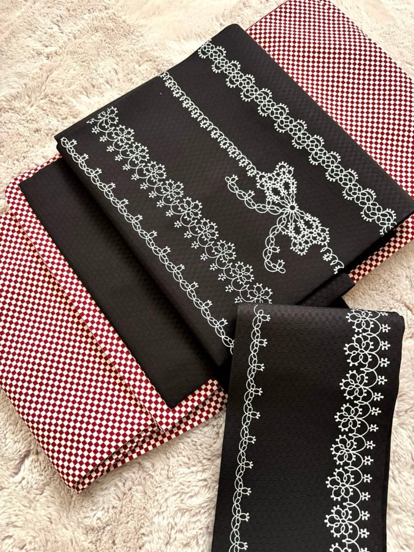 ワイヤーレース柄の名古屋帯　リボン