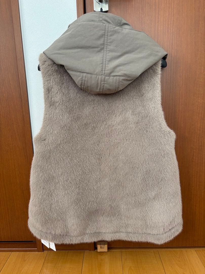 完売品　タグ付きマリードール 上質ミンク調×別布フード取りはずしベスト