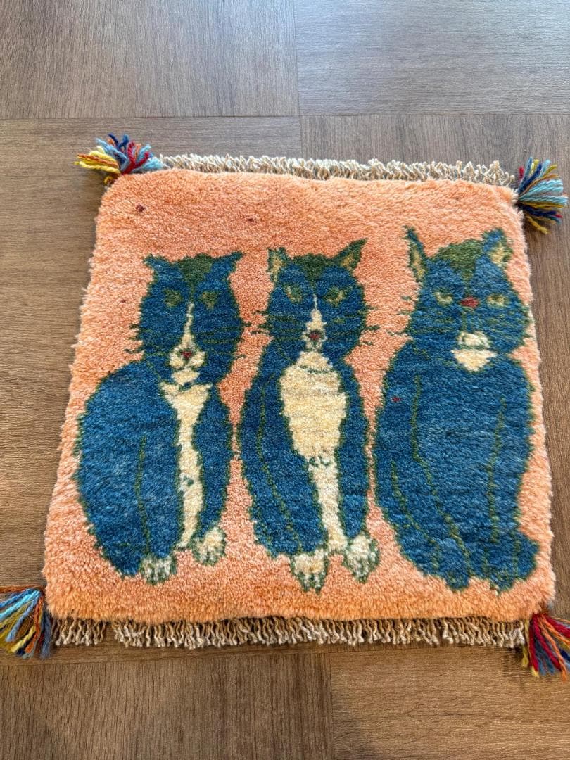 ペルシャギャッベ (ギャベ) チェアマット 39x38cm ギャッベ ラグ 玄関