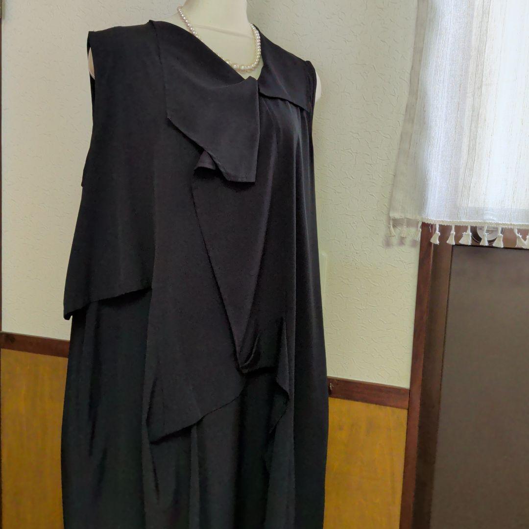 ブラックノースリーブドレープワンピースセンソユニコ 萌 慈雨等