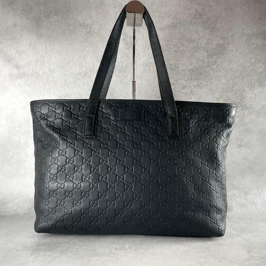 美品✨GUCCI トートバッグ A4 バンド ビジネス ggレザー ブラック